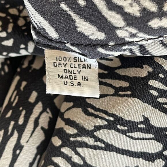 H. Fredriksson Silk Grey Black Abstract Tunic Blouse 3/4 Sleeves Gray Size Large - Picture 6 of 6